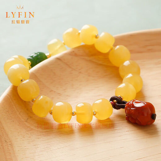 La Yun Feiyin Authentic Gold Twist Honey Wax Bracelet Women's Single Circle Original Light Luxury DIY Biyunnan Red Bracelet Valentine's Day Gift About 8*9mm (With Appraisal Certificate)