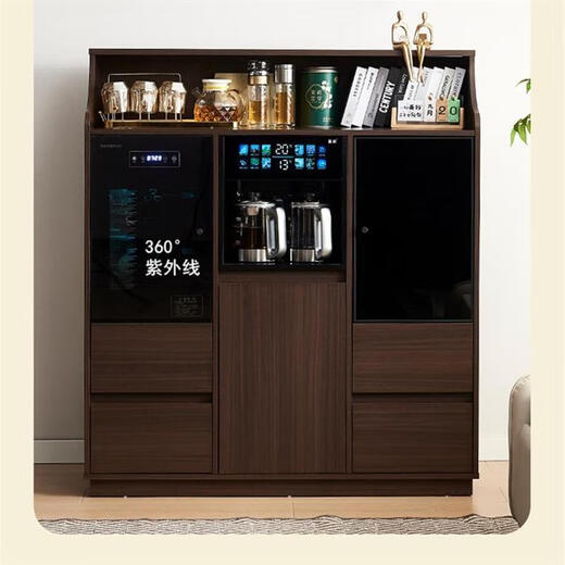 Dilang New Sterilization Integrated Solid Wood Tea Bar Dispenser Water Dispenser Home Embedded Office Sideboard Home Fully Automatic Ice Bar Three Doors (Fridge + Boil Water + Make Tea) Heating Type Ice Warm