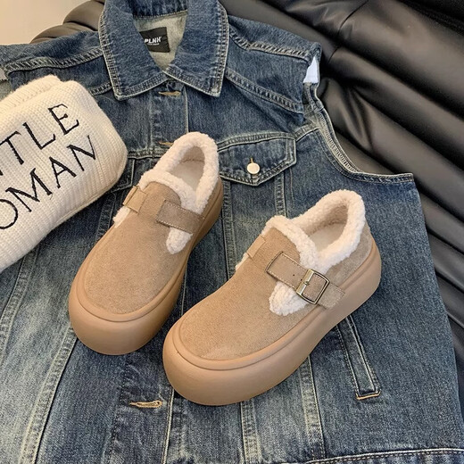 2026 New Versatile Outerwear Women's Shoes Cotton Shoes Cold-Resistant Thick-soled Birkenstock Shoes Plus Velvet Thickened Anti-Slip Warm 1 BK Birkenstock Cotton Shoes-Yellow 39 It is recommended to take one size larger