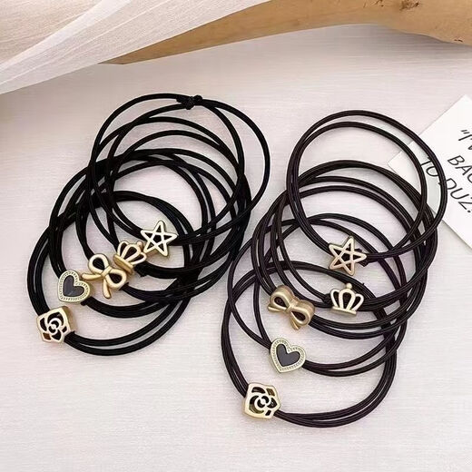 Versatile ins style hair rope hair tie hair rubber band high elasticity simple high appearance cute ponytail hair rope hair accessories CE Xiaoxiangfeng black 5 pack