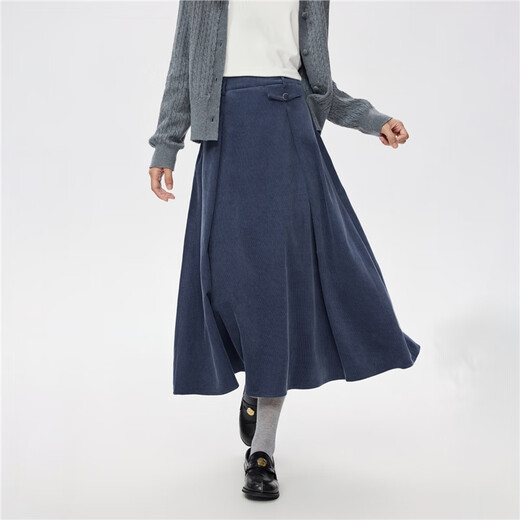 Giordano skirt women's autumn and winter pure cotton corduroy retro a-line skirt large hem half-length skirt 13465865