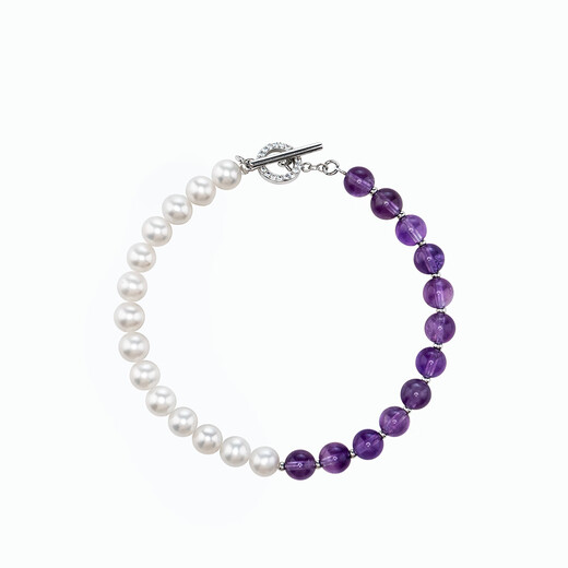 Angel's Tears Freshwater Pearl Bracelet Amethyst Bracelet for Women Nearly Perfect Round Pearl Bracelet Birthday Gift for Girlfriend and Best Friend