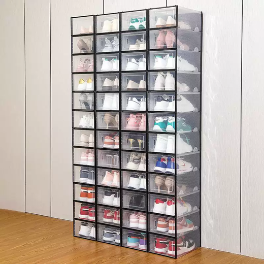 Yusenyi transparent shoe box shoe cabinet plastic storage box shoe rack door dormitory rental living room multi-layer household shoe storage front and rear frames (transparent black frame) 6 pack front and rear frames (transparent black frame) 6 pack 33x23x14cm 33 pcs 33x23x14cm