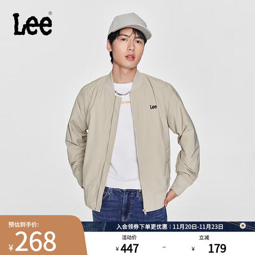 Lee shopping mall same standard version men's baseball collar jacket trend LMT006890100 light blue gray S