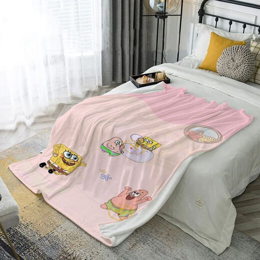 Spongebob cute cartoon pattern flannel blanket dormitory office dual-use nap blanket gt-6 70cm*100cm single layer small size-leg blanket