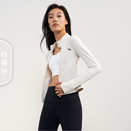 ALO YOGA Yoga Jacket Pilates Training Wear Sports Running Cycling Wear Tight Quick-Drying Breathable Fitness Top Albumin Jacket S 4 Size 85-100 Jin Jin is equal to 0.5 kg