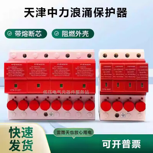 Tianjin Zhongli first-level lightning arrester second-level surge protector CPM-R40T/4P-R65T-R100T fuse red 4P_R20T