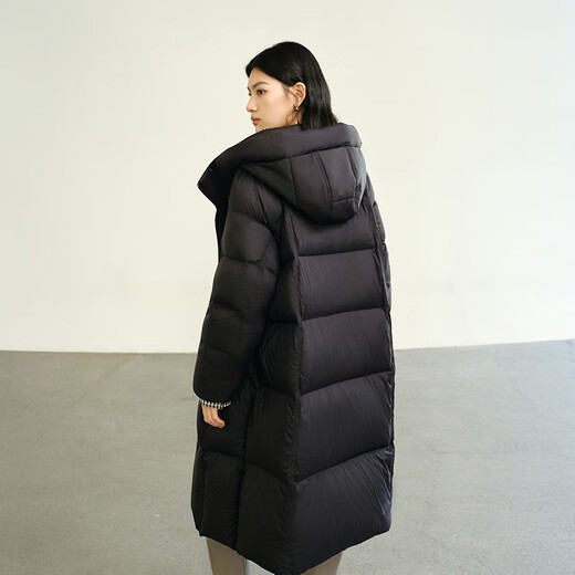 艾莱依【泡芙系列3.0】羽绒服女中长款软糯泡芙拼接式冬保暖外套