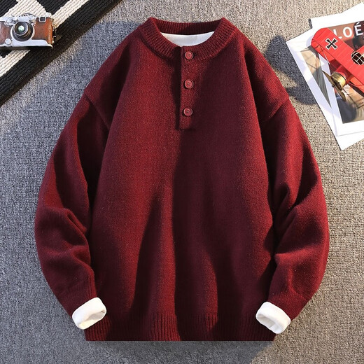 Red sweater for men in autumn and winter round neck animal year sweater Henry collar with soft waxy thick base SN5580 WE6313 light gray M105Jin Jin is equal to 0.5 kg or less, one size fits all