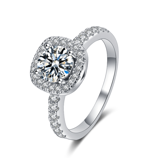 DR moissanite diamond ring for women 1 carat D couple luxury wedding ring square bag luxury engagement wedding ring Valentine's Day gift luxury square bag main diamond 1 carat default live,