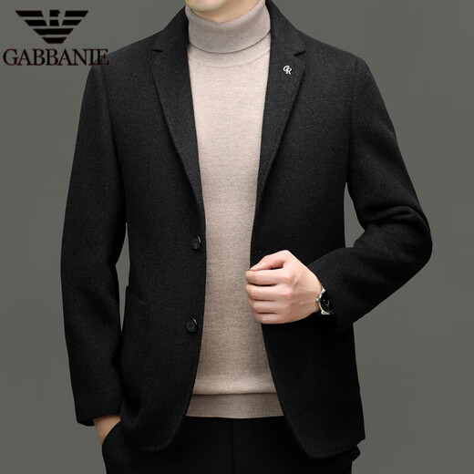 AX Armani autumn and winter thickened wool suit jacket men's business casual woolen single suit jacket down jacket black M 170 90-120Jin Jin equals 0.5 kg