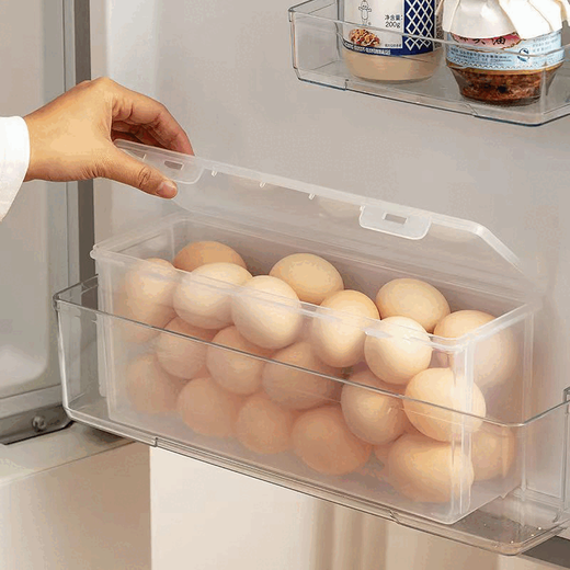 HKML Japan imported egg storage box refrigerator side door organization artifact kitchen egg box crisper food grade long egg box 3 pieces can also be used to hold noodles and grains