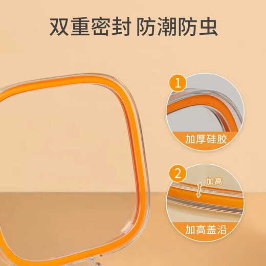 Youqin seasoning box household kitchen seasoning jar combination set one-piece multi-grid salt, MSG and pepper storage condiment seasoning bottle Vibrant orange multi-grid/independent spoon slot