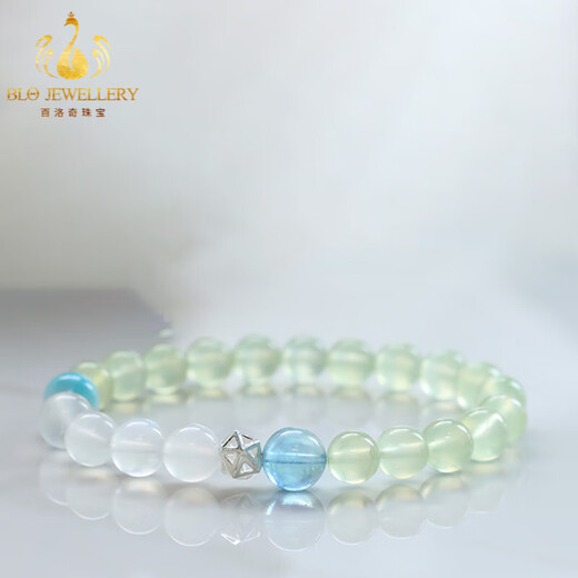 Bailuoqi Ice Translucent Green Prehnite Moonstone Aquamarine Emerald Fresh Bracelet Women's Beads 6mm