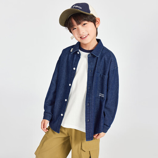 Duojia boys' denim shirts 2026 spring and autumn children's versatile casual long-sleeved tops for older children's seasonal thin coats