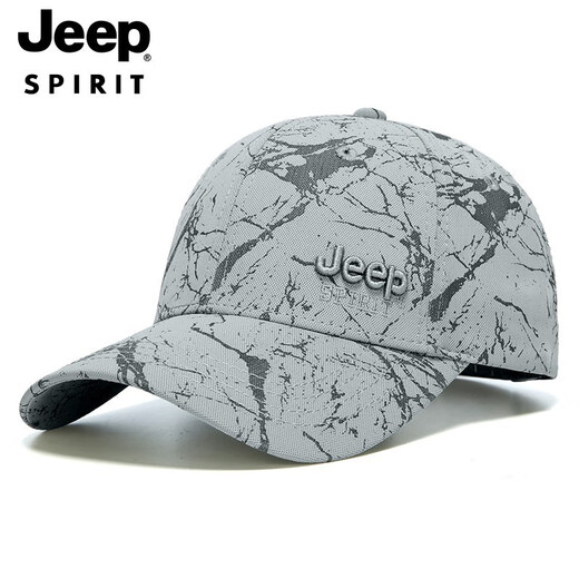 JEEP SPIRITJEEP Hat Men's Four Seasons Baseball Cap Thin Fishing Shade Sun Protection Sun Hat Men's Extended Brim Autumn and Winter Jeep White One Size