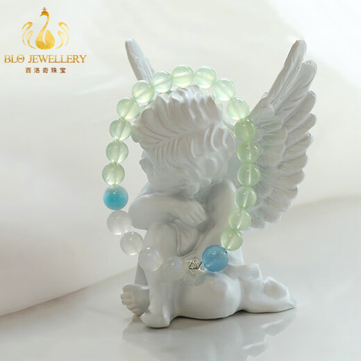 Bailuoqi Ice Translucent Green Prehnite Moonstone Aquamarine Emerald Fresh Bracelet Women's Beads 6mm