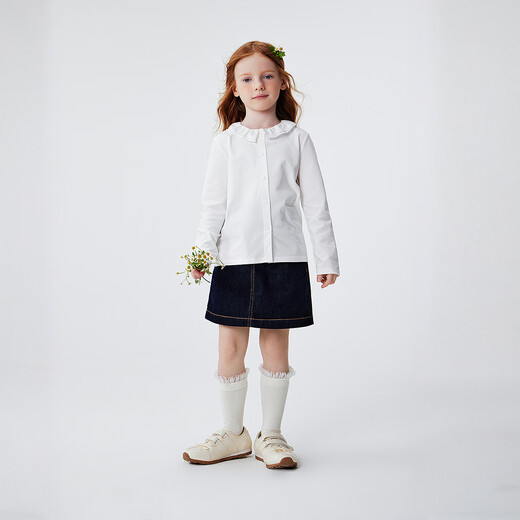 Minibala girl baby children's shirt sweet and cute lace collar plant fiber skin-friendly 2026 spring new product