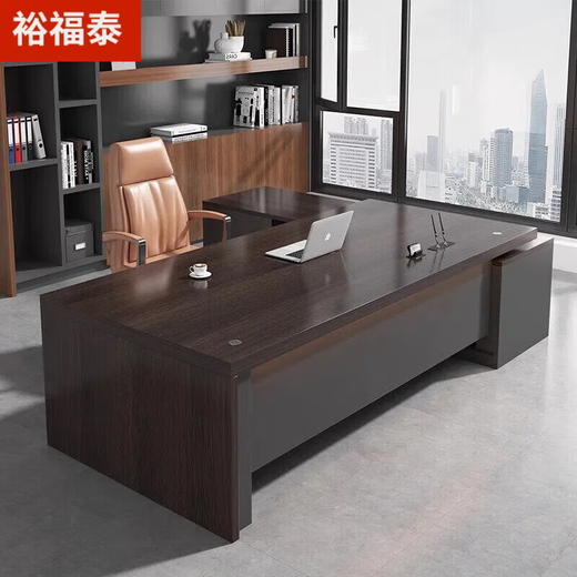 Yufutai boss desk president desk office desk board type executive desk 1.4 meters including cabinet E0 grade supreme solid wood multi-layer board