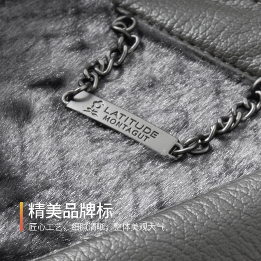 MONTAGUT high-end wear-resistant litchi pattern & velvet warm autumn and winter thick leather lapel jacket for men 365365004 Gray M 48 170/88A