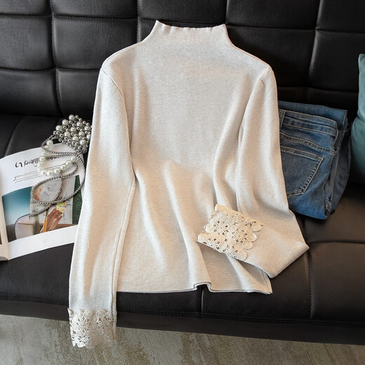 Sibaishe fashionable half turtleneck bottoming shirt for women 2025 winter new style spliced long-sleeved simple temperament top