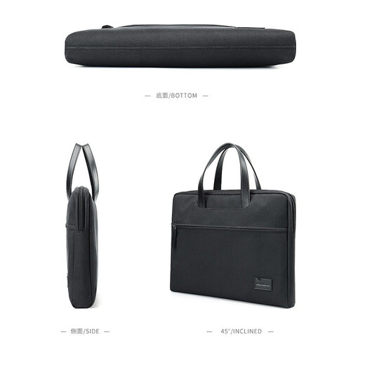 Scarecrow briefcase men canvas casual business bag file bag large capacity simple handbag computer bag 2023 new black