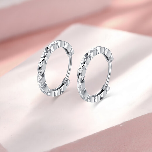 Wanfulong Platinum PT950 Simple and Fashionable Crushed Ice Wheel Print Earrings Versatile Earrings Birthday Gift for Wife Platinum PT950 Wheel Printed Earrings 1.78g