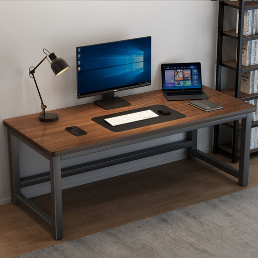 Zhuobo computer table desktop desk study table office desk training table e-sports table long table BZ08 walnut color 1.2m