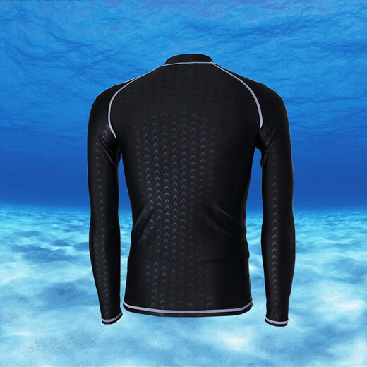 Waterproof and quick-drying men's long-sleeved diving swimming top coach clothing men's imitation shark skin snorkeling and surfing clothing black black line M 155-160