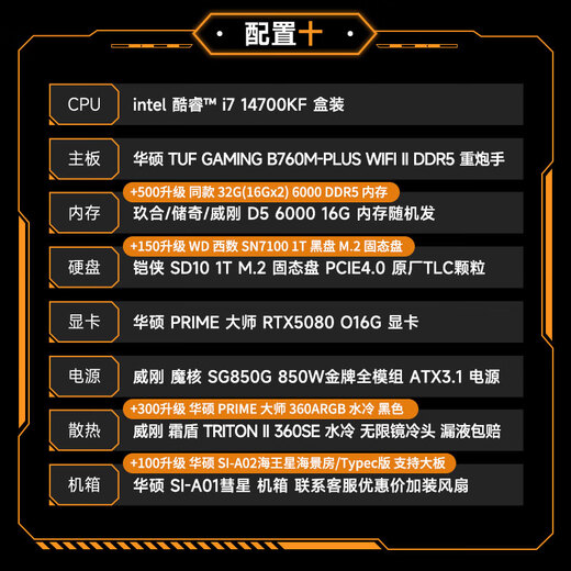 ASUS TUF 14700KF/14900KF/5060TI/5070/5070TI/5080 ROG Z790 chip assembly computer game Ai host DIY complete machine configuration 14700KF+5080