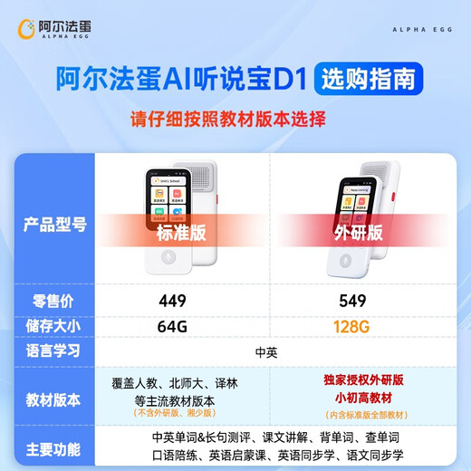 Alpha Egg Hearing and Listening Treasure D1 Hearing Treasure AI Bilingual English Listening Walkman Foreign Research Version Intelligent Listening Repeat Learning Machine English Artifact English Listening Treasure English Walkman Hearing and Listening Treasure D1 Foreign Research Version 128G+ Wireless Headphones D1