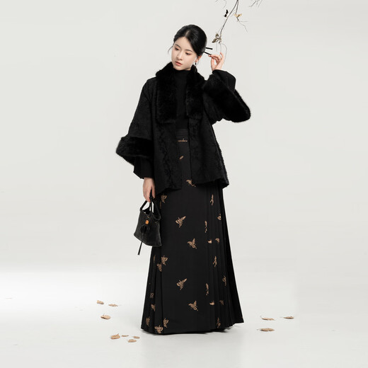 Weaving Department Yanshi New Chinese style collar half-arm jacket jacquard velvet jacket top versatile turtleneck sweater horse skirt fishtail skirt S