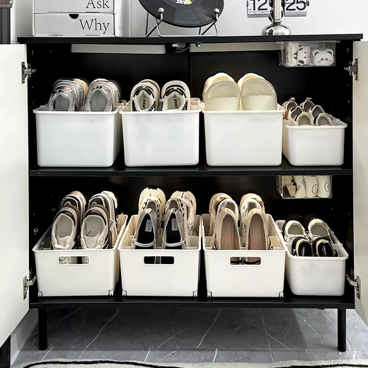 Yusenyi Home Shoe Storage Box Shoe Cabinet Compartment Organizing and Storage Artifact for Slipper Household Shoes Retractable Vertical Shoe Box (2 Packs) (Narrow Style) Large Compartment Box White