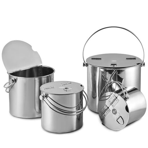 Fantasy thickened stainless steel flip-top sugar water bucket portable ice bucket soup bucket milk tea bucket beverage bucket portable cold drink bucket when going out 16cm (about 3000ml)