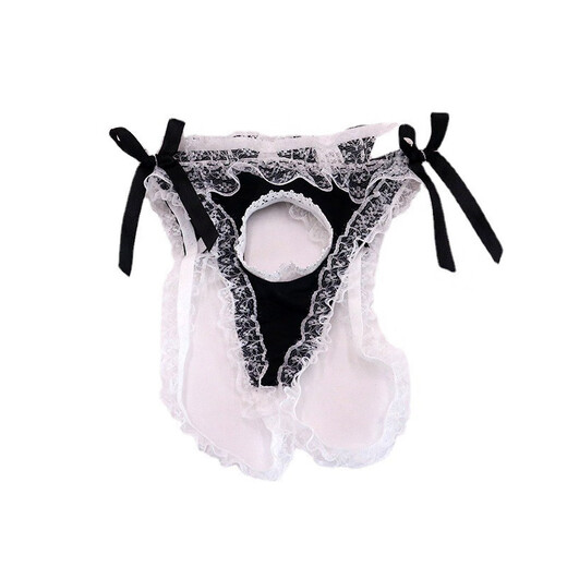 Pupan German quality holed thong male transvestite cross-dressing men's underwear with rear opening bow knot thong speed black one-size-fits-all jj hole style
