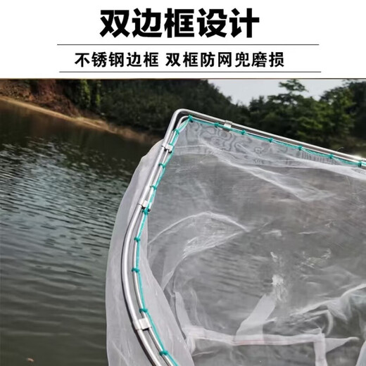 Ultra-dense eye 100 mesh wooden handle stainless steel fishing net copy fish net pocket fish net set fish dung fishing gear fish pond cleaning 30 cm handle square head double border