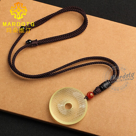 MARDOTG citrine pendant men's safety buckle Prajna Paramita Heart Sutra amulet necklace pendant men's safety buckle (lanyard style)