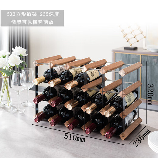 The middle shopkeeper's light luxury red wine rack and wine storage. Diamond-shaped sapele wood wine rack. Simple and modern hundred-grid wine cellar design. 5X3 grid square-235mm-sapele wood.