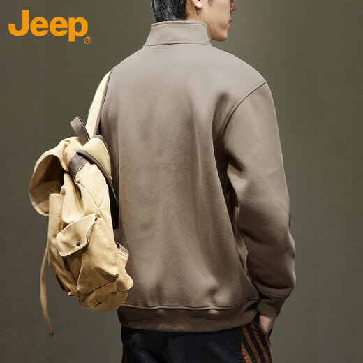 JEEP Jeep sweatshirt men's autumn and winter heavy embroidered bottoming shirt casual trendy tops for men black 3XL