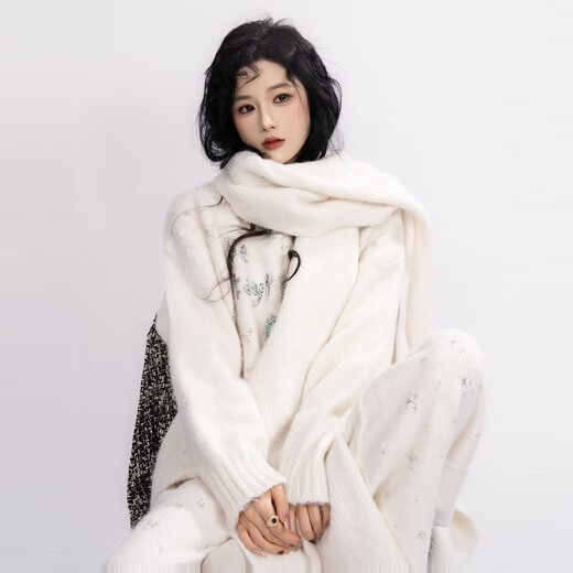 TCH knitted suit for women 25 years autumn and winter fashion hot diamond slimming gentle style quiet luxury elegant style three-piece set white M 100-120Jin Jin is equal to 0.5 kg