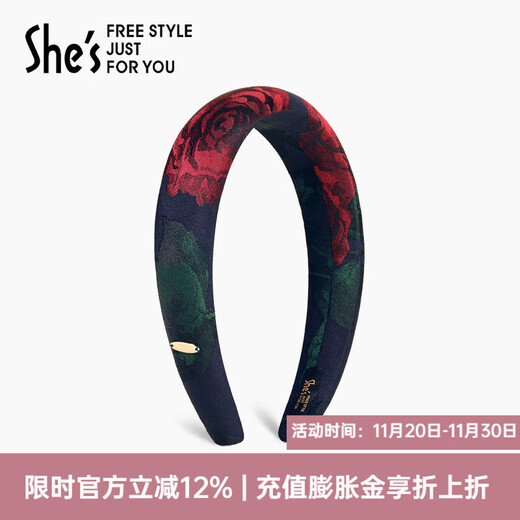 She s Akiko retro rose jacquard headband design hairpin fashionable outing hair accessories birthday gift for girlfriend red A0 widened style