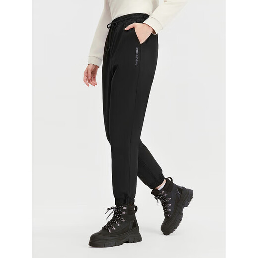 BOSIDENG 2025 New Women's Outerwear Autumn and Winter Down Pants Home Casual Tie-Leg Cotton Pants B250445102 Black 8056 XS 155_62A