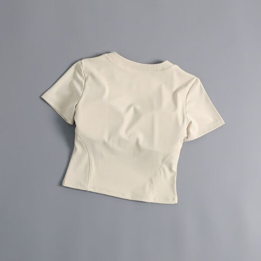 Yoga tops for women, summer fitness clothes, Pilates suits, 2024 new style short-sleeved with chest pads, ivory white S (95Jin Jin is equal to within 0.5kg)