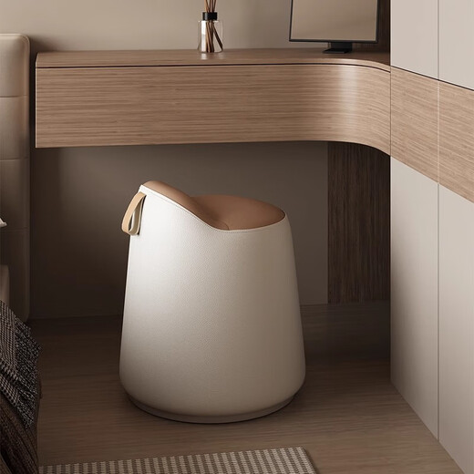 Wooden bottle light luxury rotating dressing stool girl's bedroom makeup stool modern simple dressing table stool internet celebrity manicure chair round stool foot pad style khaki seat surface