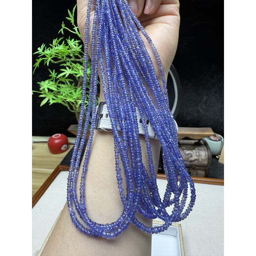 Fat Donglai same style tanzanite necklace high pallet bead color crystal rod 2.5-3.6 mm 41 cm about P333-2# tanzanite necklace semi-finished product without buckle
