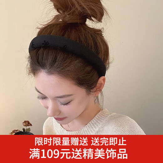 Xiang Wan Hairband Hairpin High-end Sponge Hairband Women's Versatile Temperament Bow Hairpin Headband Going Out Crushed Hair Hair Accessories