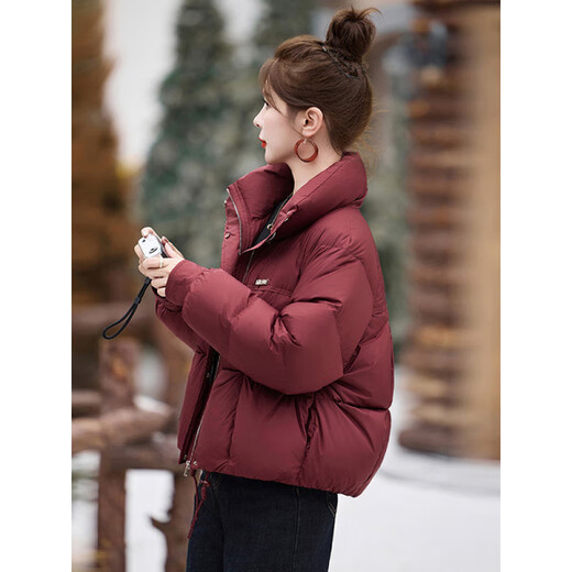 Semir down jacket women's short loose large size 2025 winter fashion high-end small design warm jacket Ankola red M 106-120Jin Jin is equal to 0.5 kg