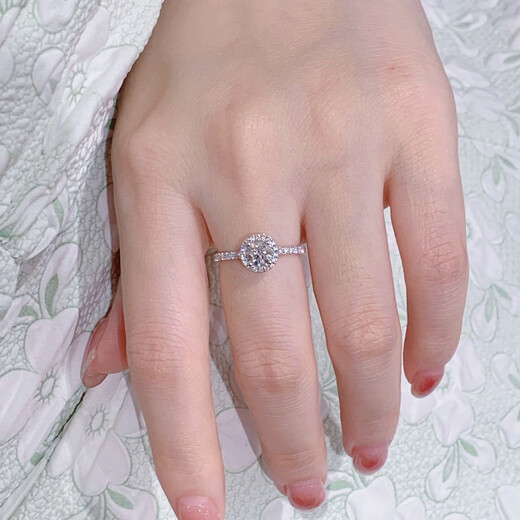 I Do platinum PT950 diamond ring 1 carat classic round cultivated diamond proposal wedding ring commemorative gift for wife classic round 50 point diamond size 8