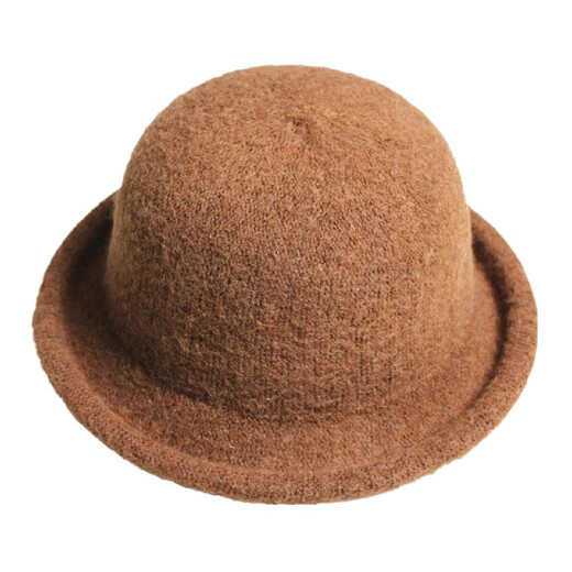 Age-reducing curled small ball top hat for women solid color wool basin hat fisherman hat dome versatile Korean version black adjustable