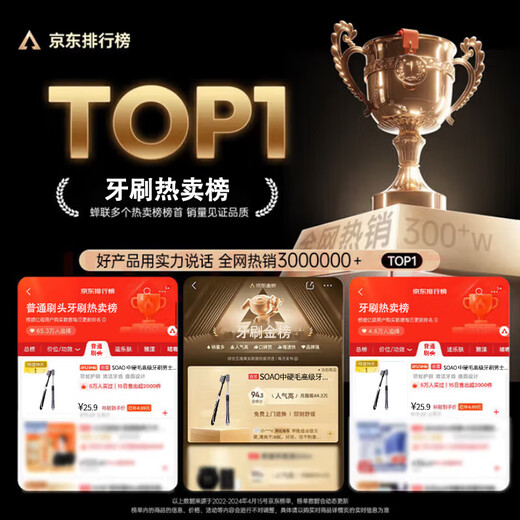 SOAO medium-hard bristled high-end toothbrush for men, special for removing tooth stains, stones, tobacco stains, adults, extra hard gift box set